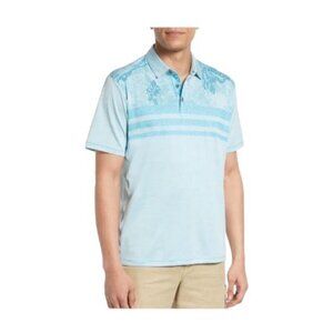 Tommy Bahama Mens Blue Tropical Flower Collared Short Sleeve Polo Shirt Sz M New